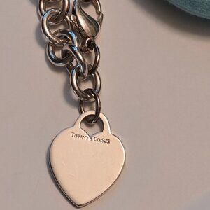 Tiffany & Co Engravable Blank Heart Tag Charm Bracelet in Sterling Silver 8.25"
